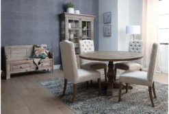 Caden 55" Round Dining Table -Furniluxe 109143 natural wood dining table room 36