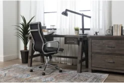 Moby Grey Faux Leather High Back Rolling Office Chair -Furniluxe 223560 grey multi media office chair room 34