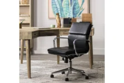 Moby Grey Faux Leather Low Back Rolling Office Chair -Furniluxe 223566 grey faux leather office chair room 46