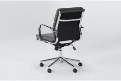 Moby Grey Faux Leather Low Back Rolling Office Chair -Furniluxe 223566 grey faux leather office chair side 19