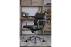 Moby Grey Faux Leather Low Back Rolling Office Chair -Furniluxe 223566 grey metal office chair room 35