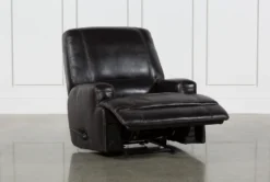 Grandin Blackberry Leather Glider Recliner -Furniluxe 228148 black leather recliner 4