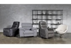 Hercules Grey Swivel Glider Rocker Recliner With Adjustable Headrest -Furniluxe 228212 grey fabric recliner room 08