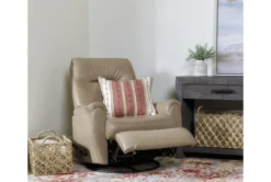 Rogan II Leather Cafe Latte Swivel Glider Recliner -Furniluxe 228288 brown leather recliner room 35