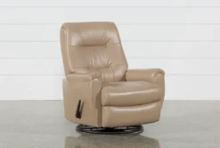 Rogan II Leather Cafe Latte Swivel Glider Recliner