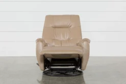 Rogan II Leather Cafe Latte Swivel Glider Recliner -Furniluxe 228288 latte leather recliner 3