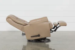 Rogan II Leather Cafe Latte Swivel Glider Recliner -Furniluxe 228288 latte leather recliner 5