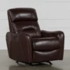 Cici Chocolate Leather Power Rocker Recliner With Power Headrest & USB -Furniluxe 240975 brown leather recliner signature 01