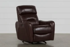 Cici Chocolate Leather Power Rocker Recliner With Power Headrest & USB