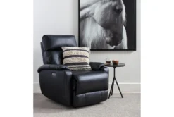 Connie Midnight Power Wallaway Recliner With Power Headrest & USB -Furniluxe 240982 black fabric recliner room 31