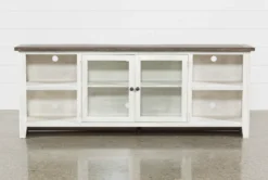 Dixon White 84" TV Stand With Glass Doors -Furniluxe 244783 white wood 84 inch tv stand 2