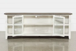 Dixon White 84" TV Stand With Glass Doors -Furniluxe 244783 white wood 84 inch tv stand 3