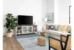 Dixon White 84" TV Stand With Glass Doors -Furniluxe 244783 white wood media console room 41