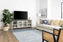 Dixon White 84" TV Stand With Glass Doors -Furniluxe 244783 white wood tv stand room 15