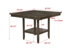 Sutton Brown 48" Square Counter Table -Furniluxe 245034 grey wood counter height table detail 45