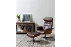 Amala Brown Leather Reclining Swivel Chair With Adjustable Headrest And Ottoman 18 Amala Brown Leather Reclining Swivel Chair With Adjustable Headrest And Ottoman -Furniluxe 246957 brown leather chair and ottoman set room 11