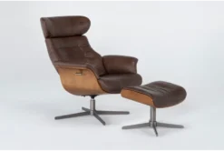 Amala Brown Leather Reclining Swivel Chair With Adjustable Headrest And Ottoman 21 Amala Brown Leather Reclining Swivel Chair With Adjustable Headrest And Ottoman -Furniluxe 246957 brown leather chair and ottoman set side 232