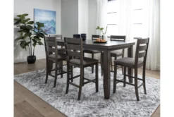 Ashford II 60-78" Extension Counter Table -Furniluxe 251030 grey wood counter height table room 32