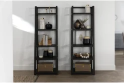 Pierce Espresso 72" Leaning Bookcase -Furniluxe 251061 brown wood bookcase room 52