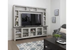 Dixon White 97" Tv Stand With Glass Doors -Furniluxe 254088 white wood media console room 31