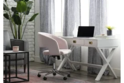 Phoebe Blush Velvet Rolling Office Chair -Furniluxe 256361 pink multi media office chair room 35