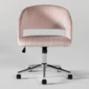 Phoebe Blush Velvet Rolling Office Chair -Furniluxe 256361 pink multi media office chair signature 01