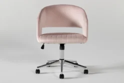 Phoebe Blush Velvet Rolling Office Chair