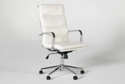 Moby White Faux Leather High Back Rolling Office Chair 10 Moby White Faux Leather High Back Rolling Office Chair -Furniluxe 256363 white multi media office chair side 02
