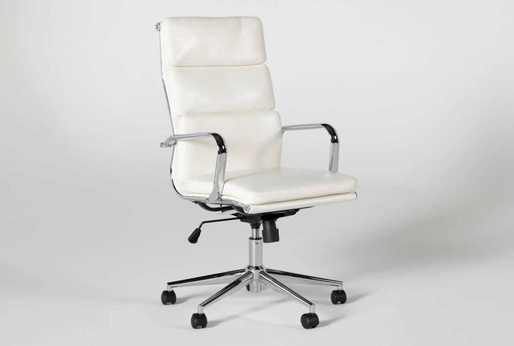 Moby White Faux Leather High Back Rolling Office Chair 4 Moby White Faux Leather High Back Rolling Office Chair - Image 2