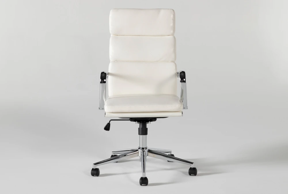 Moby White Faux Leather High Back Rolling Office Chair 3 Moby White Faux Leather High Back Rolling Office Chair