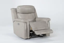 Serena Taupe Leather Power Recliner With Power Headrest, Lumbar & USB -Furniluxe 256702 brown leather wallaway recline 23