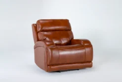 Victor Chestnut Power Zero Gravity Recliner With Power Headrest & Lumbar -Furniluxe 261004 brown leather recliner v2 side 02