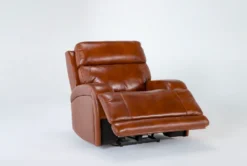 Victor Chestnut Power Zero Gravity Recliner With Power Headrest & Lumbar -Furniluxe 261004 brown leather recliner v2 side 03