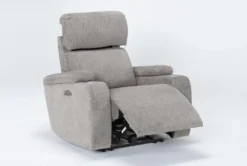 Frazier Stone Power Wallaway Recliner Recliner With Power Headrest & USB -Furniluxe 261569 brown polyester wallaway side 20