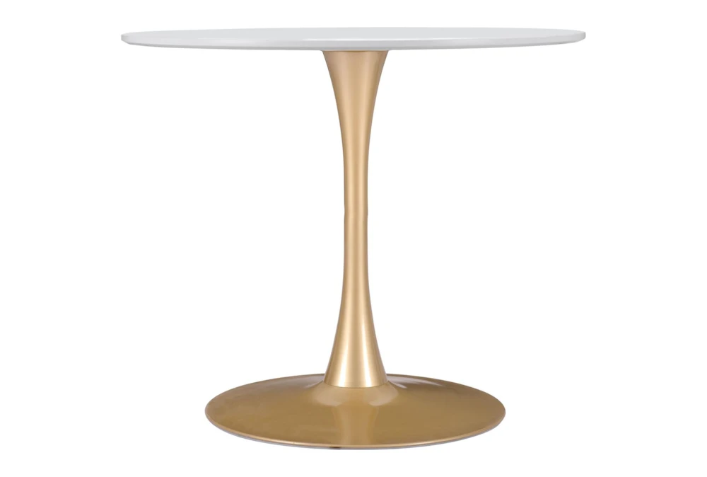 Opera White + Gold 35" Round Dining Table 4 Opera White + Gold 35" Round Dining Table - Image 2