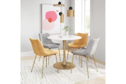 Opera White + Gold 35" Round Dining Table 18 Opera White + Gold 35" Round Dining Table -Furniluxe 262531 white mdf dining table room 85