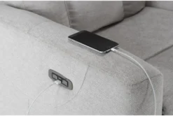 Halo II Buff Power Recliner With Power Headrest & USB -Furniluxe 264440 beige fabric recliner detail 44