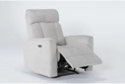 Halo II Buff Power Recliner With Power Headrest & USB -Furniluxe 264440 beige fabric recliner side 19