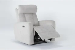 Halo II Buff Power Recliner With Power Headrest & USB -Furniluxe 264440 beige fabric recliner side 20