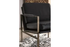 Black Faux Leather Mid Century Accent Chair -Furniluxe 266233 black fabric accent chair detail 44