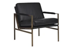 Black Faux Leather Mid Century Accent Chair