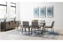 Daphne 79" Glass Dining Table -Furniluxe 267692 grey metal dining table room 47