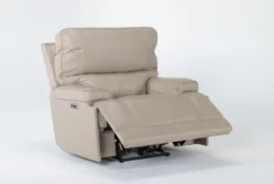 Watkins Linen Leather Power Cordless Recliner With Power Headrest & USB -Furniluxe 268125 recline 23