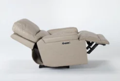 Watkins Linen Leather Power Cordless Recliner With Power Headrest & USB -Furniluxe 268125 recline 24