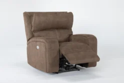Palmer Brown Power Recliner With Power Headrest & USB -Furniluxe 268373 brown polyester recliner side 20