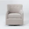 Katrina Velvet Dove Swivel Glider Chair -Furniluxe 269752 beige fabric swivel glider signature 01