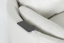 Rayna Ivory Leather Power Swivel Gider Recliner With Built-In Battery & USB -Furniluxe 270931 beige leather swivel glider detail 44