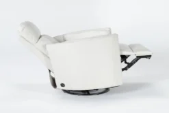 Rayna Ivory Leather Power Swivel Gider Recliner With Built-In Battery & USB -Furniluxe 270931 beige leather swivel glider side 20