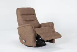Gannon Autumn Swivel Glider Rocker Recliner With Adjustable Headrest -Furniluxe 271036 brown polyester swivel glider side 19