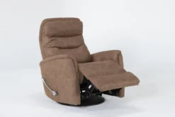 Gannon Autumn Swivel Glider Rocker Recliner With Adjustable Headrest -Furniluxe 271036 brown polyester swivel glider side 20